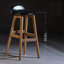 Sedie da bar per interni ed esterni, sedie da bar in stile moderno ed elegante, con telaio in legno robusto, nero, pelle