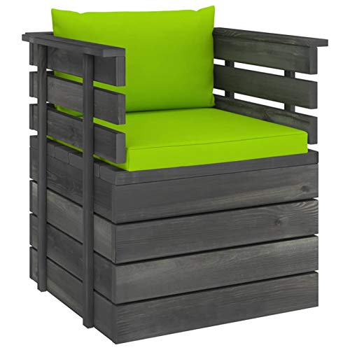 Tidyard Poltrona Cubo da Giardino per Esterno in Legno di Pino con Cuscini 70x65x71,5 cm,Divano Singlo su Pallet da Giardino Esterno in Legno,Poltrona da Esterno in Legno,Poltrona in Legno