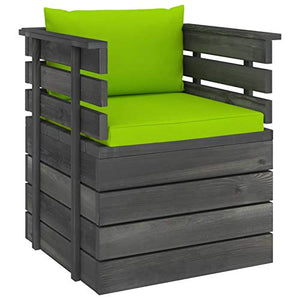 Tidyard Poltrona Cubo da Giardino per Esterno in Legno di Pino con Cuscini 70x65x71,5 cm,Divano Singlo su Pallet da Giardino Esterno in Legno,Poltrona da Esterno in Legno,Poltrona in Legno