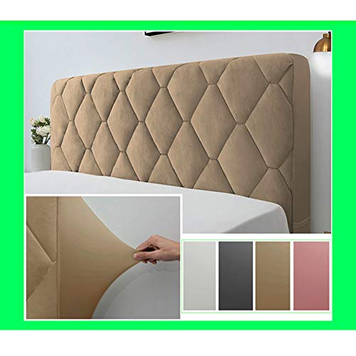 Copritestiera Letto, Copri Testata Letto Matrimoniale Singolo Fodera Testata Letto Estensibile Antipolvere Protezione Copertura Cotone Addensare Antigraffio Cuscino,Camel,170cm(67inch)