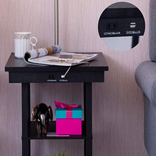 Lampada da Terra Comodino con Cappuccio con Rocker Luce Integrato nel Tavolino di Cui 2 Porte USB (Bianco Hood)