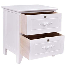 LICHUAN Tavolino da comodino in legno massello elegante con 2 cassetti, mobili per camera da letto, comodino, facile da montare.
