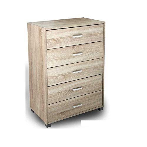 Giardicasa CASSETTIERA in Legno Rovere 5 CASSETTI H101X68X40 CM