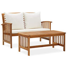 Tidyard 2 pz Set Divani da Giardino con Cuscini in Legno Massello di Acacia,Set Divano Esterno,Salotto da Giardino