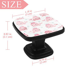 Home - Set di 4 pomelli quadrati per armadietti da cucina, credenze, mobili, mobili, cassetti, cassettiera, cassettiera, tiro con delfino dei cartoni animati con motivo a fiocco