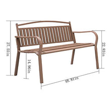 LXLH Panca da Giardino Sedile Sedia da Giardino Panca per Il Tempo Libero da Esterno Cortile Sedia Quadrata Sedia in Tubo di Acciaio di Ferro Balcone Sedia Doppia Panca Marrone 48,81 Pollici