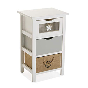CASSETTIERA ORGANIZZATA PER BAGNO CON CASSETTI IN LEGNO COLORE BIANCO E BEIGE