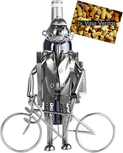 Brubaker Portabottiglie dal Design Ciclista - Scultura in Metallo con Biglietto d'auguri