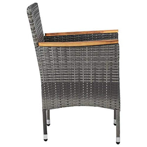 FAMIROSA Set Mobili da Pranzo da Giardino 3 pz Grigio Polyrattan Acacia-8315