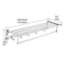 Portasciugamani Alluminio di alta qualità Towel Rack pieghevole Titolare del tovagliolo montato stoccaggio Scaffale con 5 ganci mobili della stanza da bagno stand Porta Salviette ( Dimensione : 60cm )