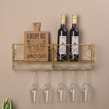 Dniu Stemware, supporto per bicchieri da vino da parete, organizer per bicchieri da vino, può contenere bottiglie di vino per il bar della cucina (oro, a forma di cuore)