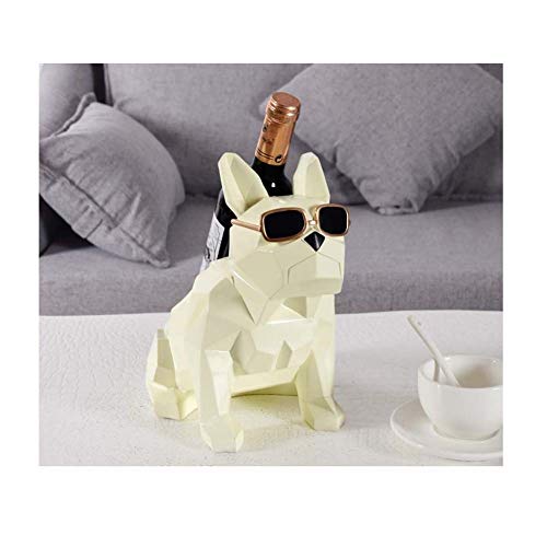 ADHW Tavolo Pranzo Portabottiglie da Vino di Resina Fresco Cane Creativo del Supporto Bottiglia Decorazione di Casa Artigianato Ornamenti Regalo di Natale Decorazione (Color : White)
