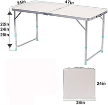 Tavolo da picnic all'aperto 47 "Tavolo da campeggio pieghevole Altezza alluminio regolabile Tavolo da picnic portatile con ombrello Foro e maniglia per il trasporto per campeggio per interni all'apert