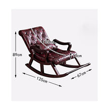 XinQing-Sedia a Dondolo Sedia a Dondolo in Pelle Nordic Wood Solid Legno Pigri Lazy Tempo Libero Divano Sedia reclinabile Giardino Giardino Sedia Sedia, Sedia anziana, Marrone Scuro