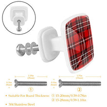 Plaid rosso 4 PCS Pomelli per Porta, Pomolo per Mobile, Pomelli per Mobili con Viti, Maniglia per Armadietto, Pomelli per Porta, Pomelli per Cassetti per Porta, Armadio, Cassetto e Credenza