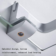 Mensole bagno Mensola in Vetro Temperato per Bagno Doccia, Portasciugamani Mensola Anteriore A Specchio Rettangolare A 1 Livello da Parete, con Space Aluminium Rail Senza Forare Mensole per doccia