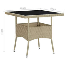 FAMIROSA Tavolo da Pranzo da Giardino Beige in Polyrattan e Vetro