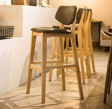 Sedie da cucina in legno imbottito Modern Dining sedia for Rustic Pub tessuto Bar Sgabello con schienale alto sedile imbottito Retro mobili Contatore Vintage gambe in legno massello Sgabelli schienali