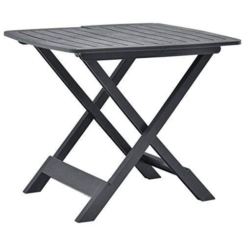 SKM Tavolo da Giardino Antracite 79x72x70 cm in Plastica