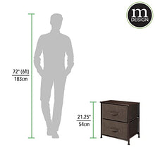 mDesign Comodino in stoffa con due cassetti – Organizer ideale per le camere da letto – Ideale in camera da letto o in molti altri spazi della casa – caffè