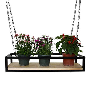 Organizza la Cucina Porta Bottiglie Appendere, portabottiglie Legno massello Ferro Americano, mensola Fiori Creativa Piante Decorative Scaffale Vino, per Cucina/Bar/Ristorante, Nero/Club di Can