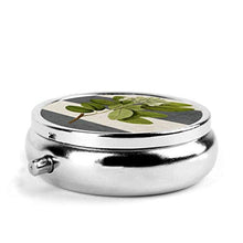 Scatola rotonda per medicina portatile, mini pillole in metallo, dispenser per pillole, borsa da tasca, regalo da viaggio, strisce botaniche