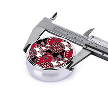 Contenitore rotondo per pillole con motivo cachemire mandala rosso e nero a 3 scomparti, in metallo, per medicina e vitamine, per viaggi all'aperto