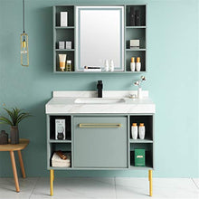 NgMik Cabinet Specchio Lavabo Mobile Bagno Moderno per Il Bagno in Legno con armadietto a Specchio lavello di Ceramica a Muro di Lusso Leggero Facile da Pulire (Color : Green, Size : 50x100x85cm)