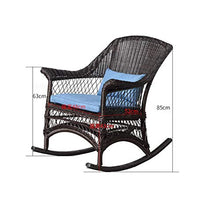 XinQing-Sedia a Dondolo Sedia da Dondolo di Vimini Sedia anziana Sedia da Buon Piano Balcone Giardino Sedia da Giardino, con Cuscino e Cuscino, Telaio in Lega di Alluminio 85x48cm
