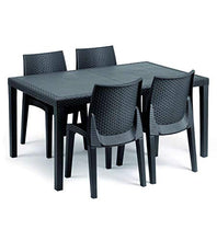 Ipae-Progarden - Tavolo Fisso Intrecciato Stile Rattan, Plastica, Colore Antracite Pri16 150X72X90 Cm