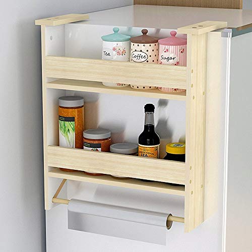 WGEMXC Wine Rack, Supporto Di Tazza, Supporto Della Tazza Del Vino, Cucina Creativa Organizzatore Frigorifero Parete Laterale Rack, in Legno a Tre Strati Multi-Purpose Cremagliera Condimento Bagagli,