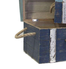 Keyhome Scrigno in Legno – Tris 3 forzieri del Tesoro Mare Blu con Stella - Porta Giochi forziere da Pirata – Baule portaoggetti cassapanca Decorata