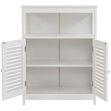 CLP Comodino con Doppia Anta Lohja in Legno MDF I Mobiletto Salvaspazio Camera Bagno 4 Ripiani, Colore:Bianco