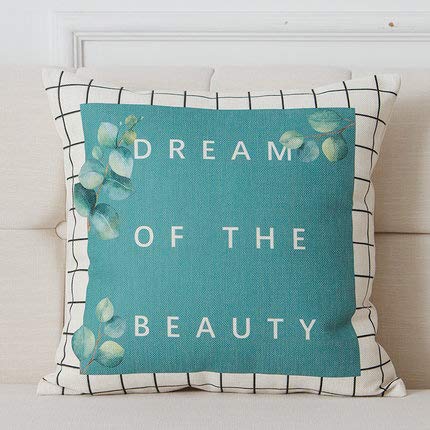 XMZFQ Set di 2 Fodere per Cuscino in Lino di Cotone, 45 * 45 cm, Motivo a Foglia Verde, Fodere per Cuscini Decorativi Quadrati per Divano da Ufficio,H
