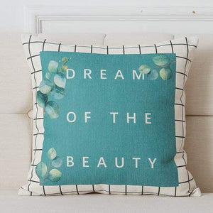 XMZFQ Set di 2 Fodere per Cuscino in Lino di Cotone, 45 * 45 cm, Motivo a Foglia Verde, Fodere per Cuscini Decorativi Quadrati per Divano da Ufficio,H