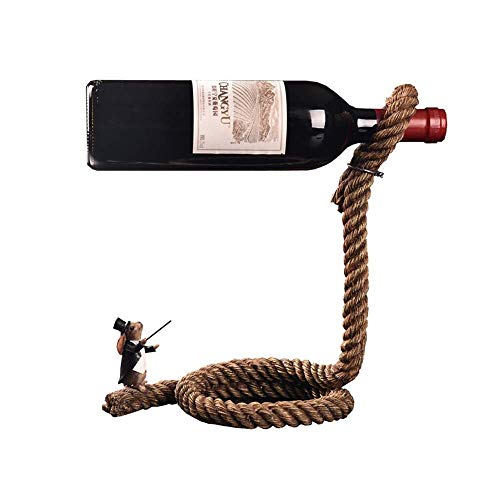 Elegante Semplicità Coniglio Creativo Mago Corda Di Canapa Appeso Portabottiglie Retro Antico Tavolo da Bar Portabottiglie da Vino Portabottiglie Portaoggetti Artigianato Divisorio per la Casa Portic