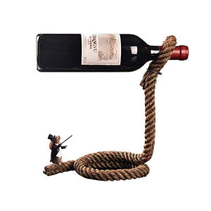 Elegante Semplicità Coniglio Creativo Mago Corda Di Canapa Appeso Portabottiglie Retro Antico Tavolo da Bar Portabottiglie da Vino Portabottiglie Portaoggetti Artigianato Divisorio per la Casa Portic