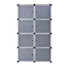 Fai da te in plastica armadio armadio opaco ricci Patterned design 8-cube Storage con traslucido a righe porte per oggetti personali, vestiti, scarpe --- UK stock (8 Cube _ bianco)