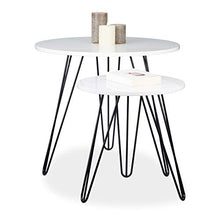 Relaxdays set 2 pezzi tavolino salotto rotondo legno e metallo HxD 52x60 cm per divano, soggiorno, laccato lucido bianco