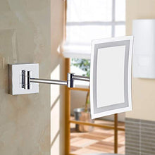 Specchio da Bagno a LED per Bagno Specchio a LED 25 Perline a LED Angolo di Rotazione a 360 ° Specchio HD Placcato Argento Supporto per Specchio da Parete a Specchio Quadrato in Argento