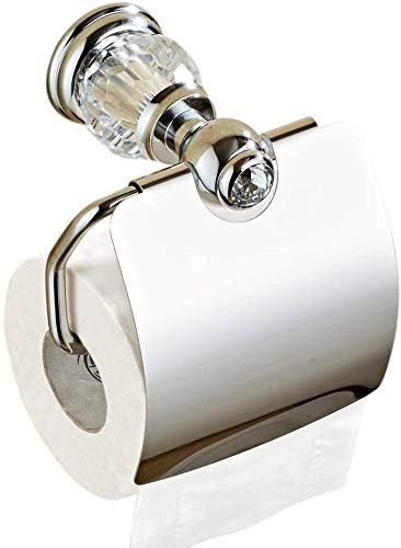 Ghelf Bagno Toilette Tissue Box Ottone Toilette in ottone Portabicchieri in rotolo Portavolo, Accessori per il bagno Parete massiccia Impermeabile con cristallo intarsiato in cristallo Big Diamante TE