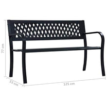 vidaXL Panchina da Giardino con Braccioli Curvati Elegante Robusta Classica Panca Arredi da Esterno Sedute 125 cm Nera in Acciaio