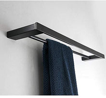 Doppio portasciugamani Bagno Doccia Organizzazione, portasciugamani spazzolato SUS 304 finitura acciaio inossidabile, accessorio bagno montato a parete, nero, lungo 40 cm