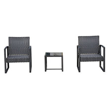 Outsunny Set Mobili da Giardino Tavolino con 2 Sedie 3pz con Cuscini Esterno Giardino Rattan Nero