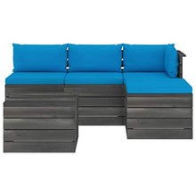 FAMIROSA Set Divani da Giardino su Pallet 5 pz con Cuscini Massello Pino-1795