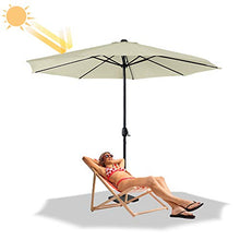 Froadp Ø3.5m Ombrellone in Poliestere Ottagonale Solare Protezione con Ø38mm Manico in Aluminum Ombrellone per Balcone Terrazza Piscina Patio(Beige)