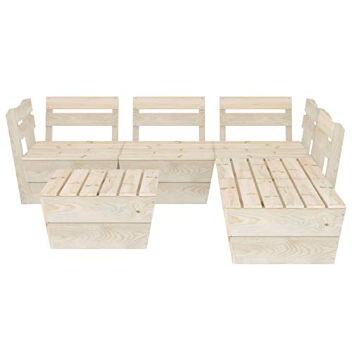 Tidyard Set Divani da Giardino su Pallet 6 pz in Legno Abete Impregnato,Design Modulare,Set Divano da Giardino,Divano da Giardino,Set Divano da Giardino,per Giardino, Terrazzo, Soggiorno