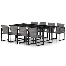 Tidyard Set da Pranzo da Giardino 9 pz con Cuscini in Polyrattan Grigio,Set da Pranzo Giardino,Set di Mobili,per Balcone, Giardino o Terrazzo