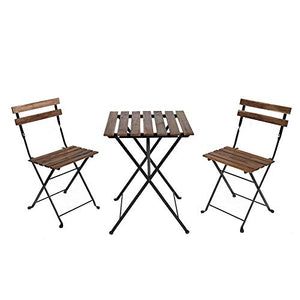 BRIGROS La voglia di fare Set Bistro, tavolino + 2 sedie, Comodo e Portatile, utile per arredo Bar, arredo Giardino, Picnic, Semplice ed Elegante (Acacia, Marrone)