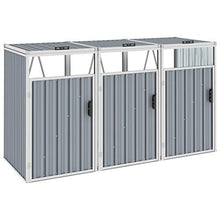 vidaXL Copri Bidone Rifiuti Triplo Grigio 213x81x121 cm in Acciaio